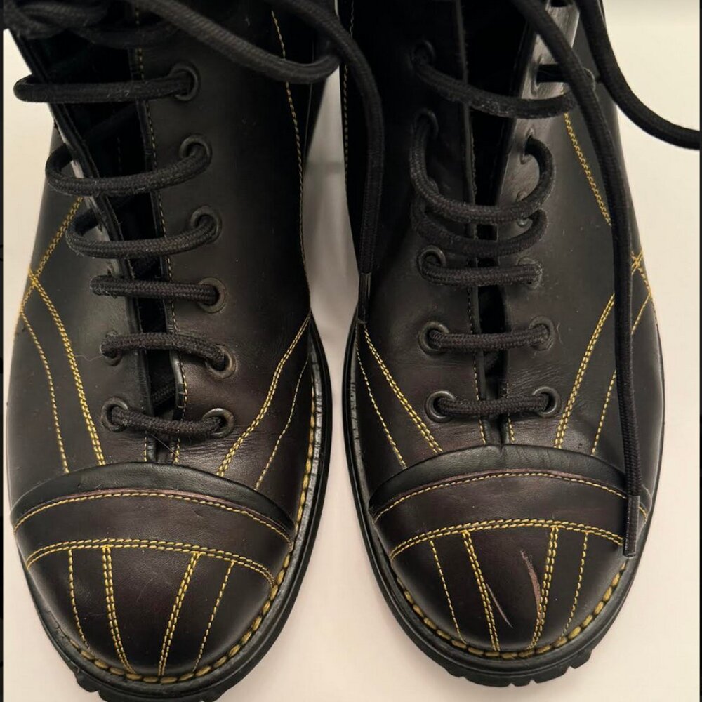 Prada black sports moto leather boots never worn perfect condion amazing boots! - Picture 4 of 14